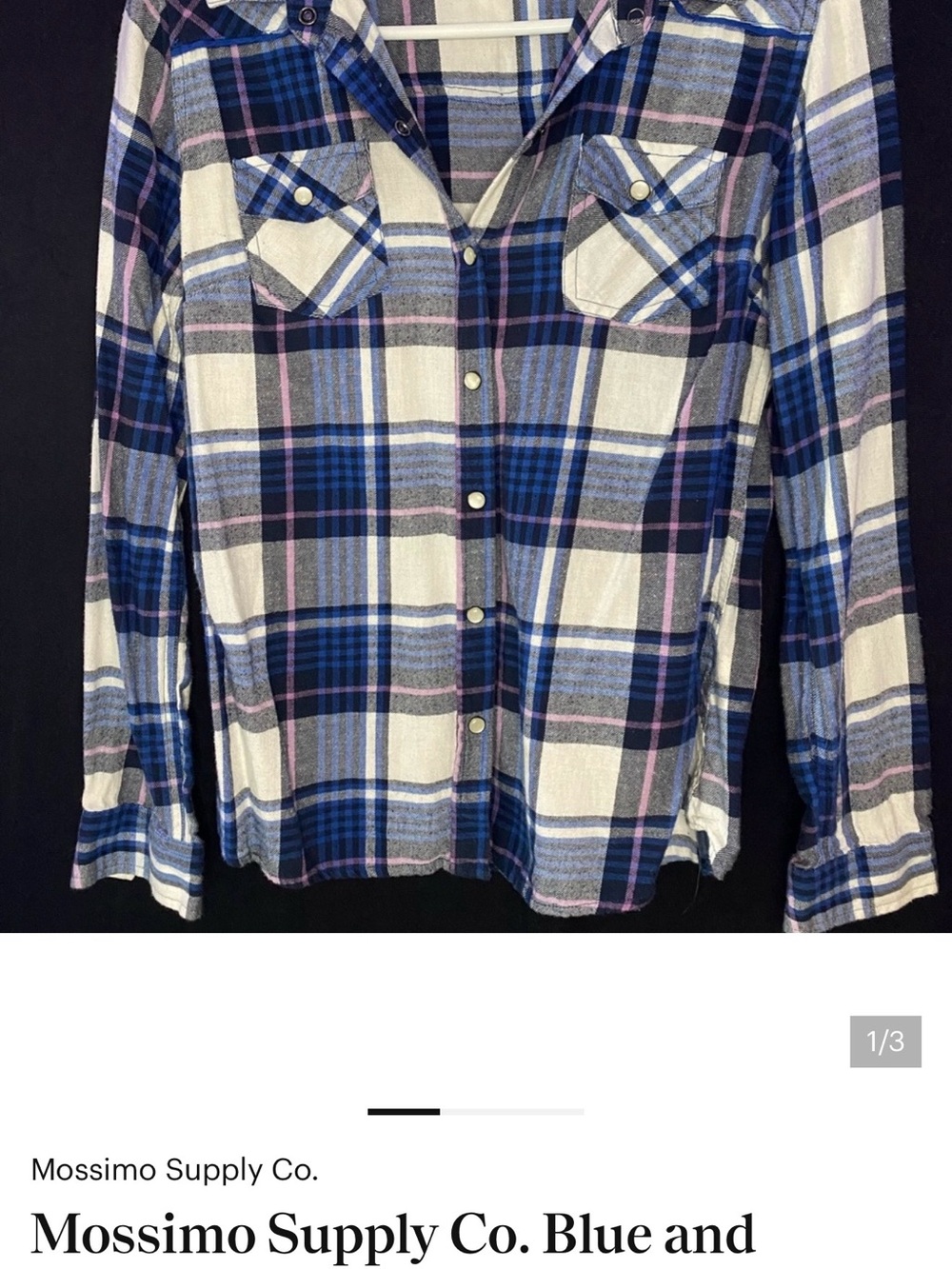 Mossimo Supply Co. Blue and Purple Plaid Shirt